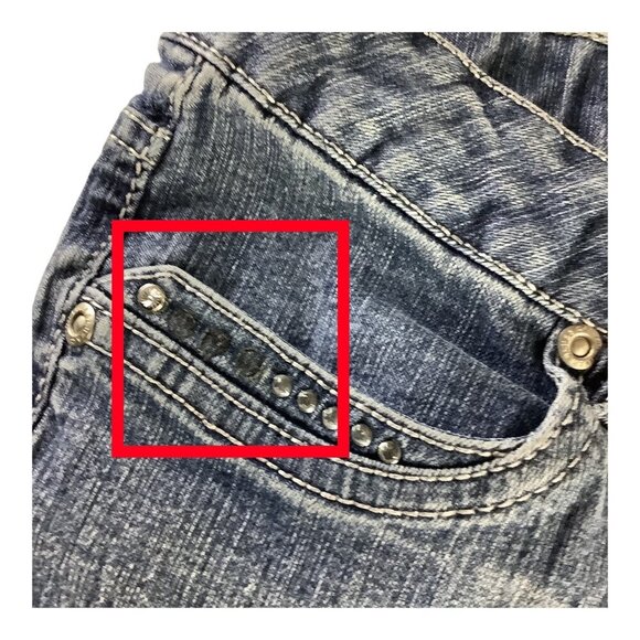 Girls Denim Bermuda Shorts Size 16 1/2 Rhinestone Detail Elastic Waist Band - Picture 7 of 13